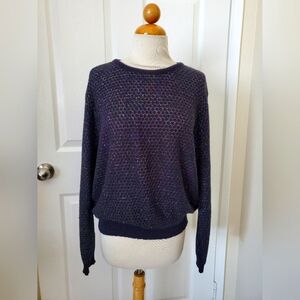 Vintage Ms.Blake Black Rainbow Thread Crewneck Cardigan Womens Size Medium Large